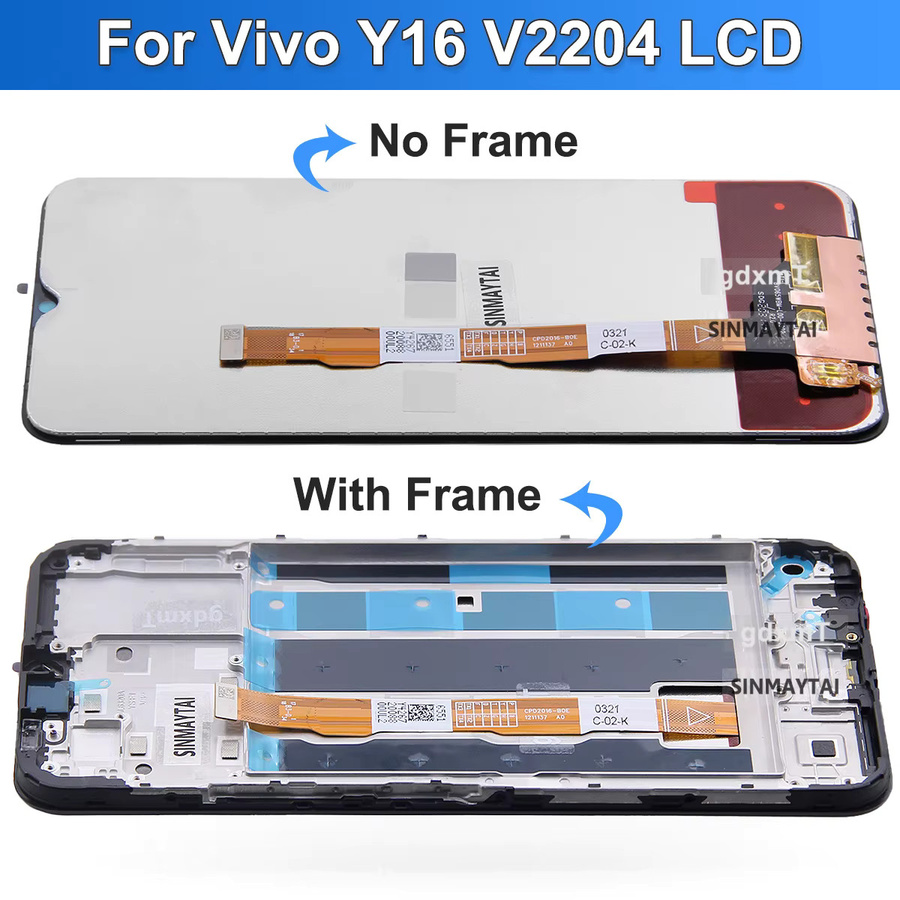Vivo Y16 Ersatz Display mit Rahmen und Touch Digitizer in Schwarz, 6,51 Zoll LCD V2204 V2214 Montage - Bild 5