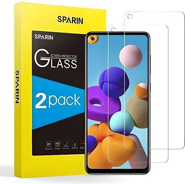 LittleMonkey Panzerglas für Samsung Galaxy A21s mit abgerundetem 2,5D Rand, Härtegrad 9H, transparent - Bild 1