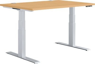 Schäfer Shop Genius Schreibtisch MODENA FLEX, elektrisch höhenverstellbar, Rechteck, T-Fuß, Breite: 120 cm, Tiefe: 80 cm, Farbe: Buche/weißalu - Bild 1