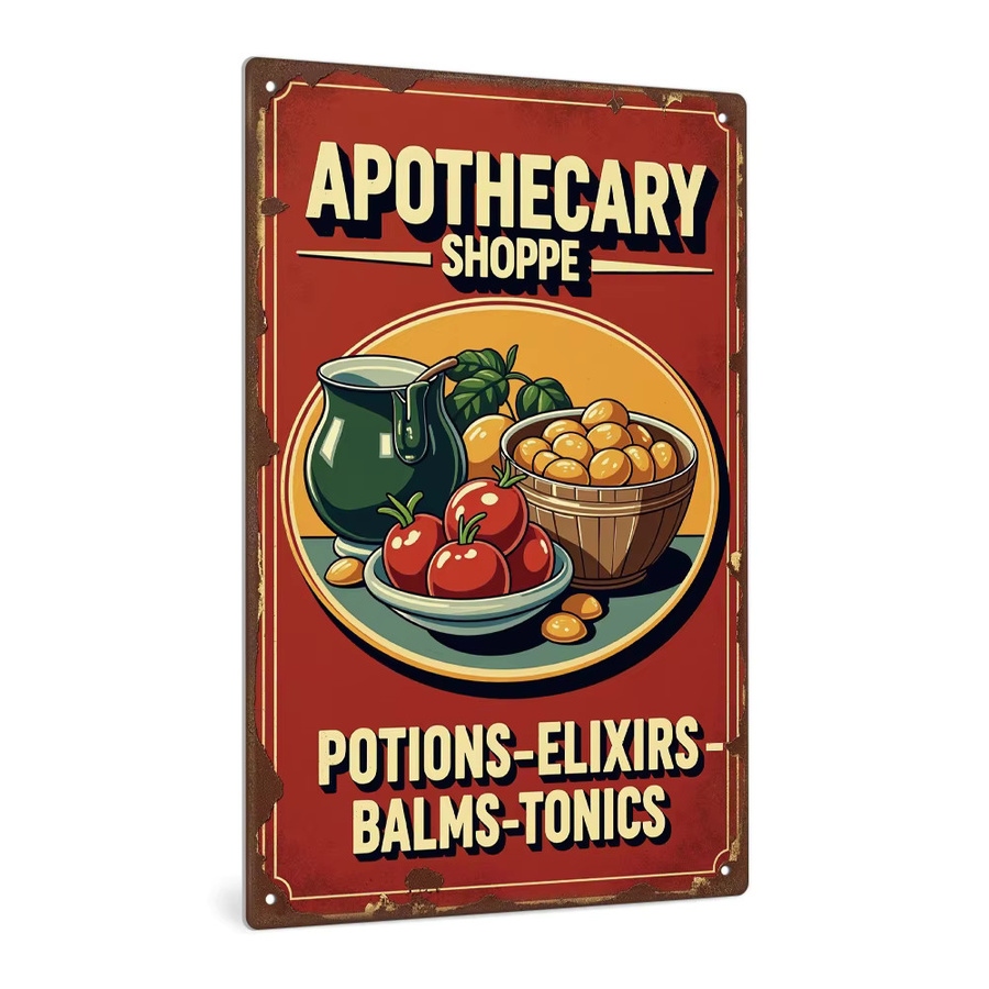 Putuo Decor Vintage Metall Blechschild Apothecary Shoppe Wandkunst in Mehrfarbig, B/H: 20 x 30 cm - Bild 2