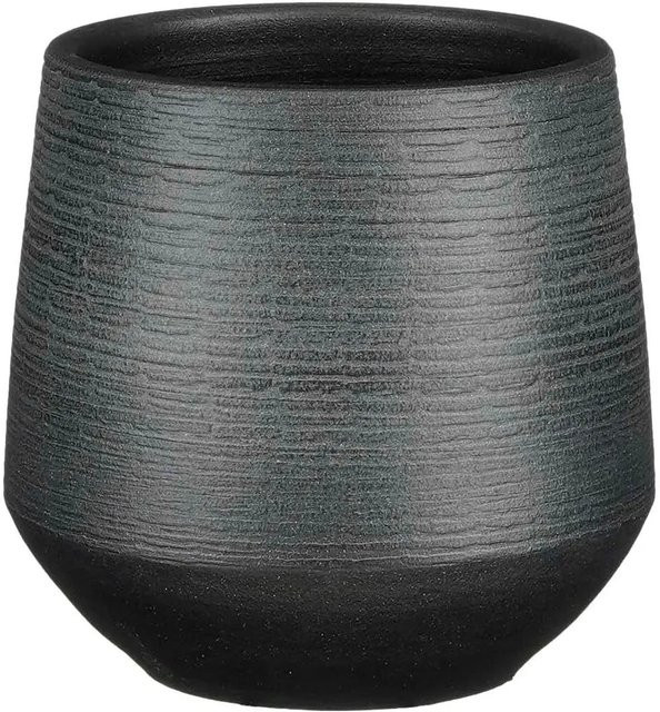 Mica Decorations Übertopf Evora aus Terrakotta-Ton in Schwarz, Durchmesser: 16 cm, Höhe: 15 cm - Bild 1