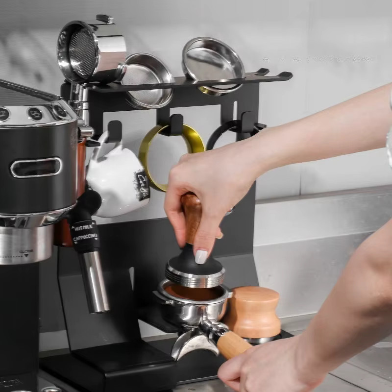 JUSTINLAU Kaffee-Utensilien-Aufbewahrungsregal aus Eisen in Schwarz für Kaffeepulver, Tamper und Tassen - Bild 3