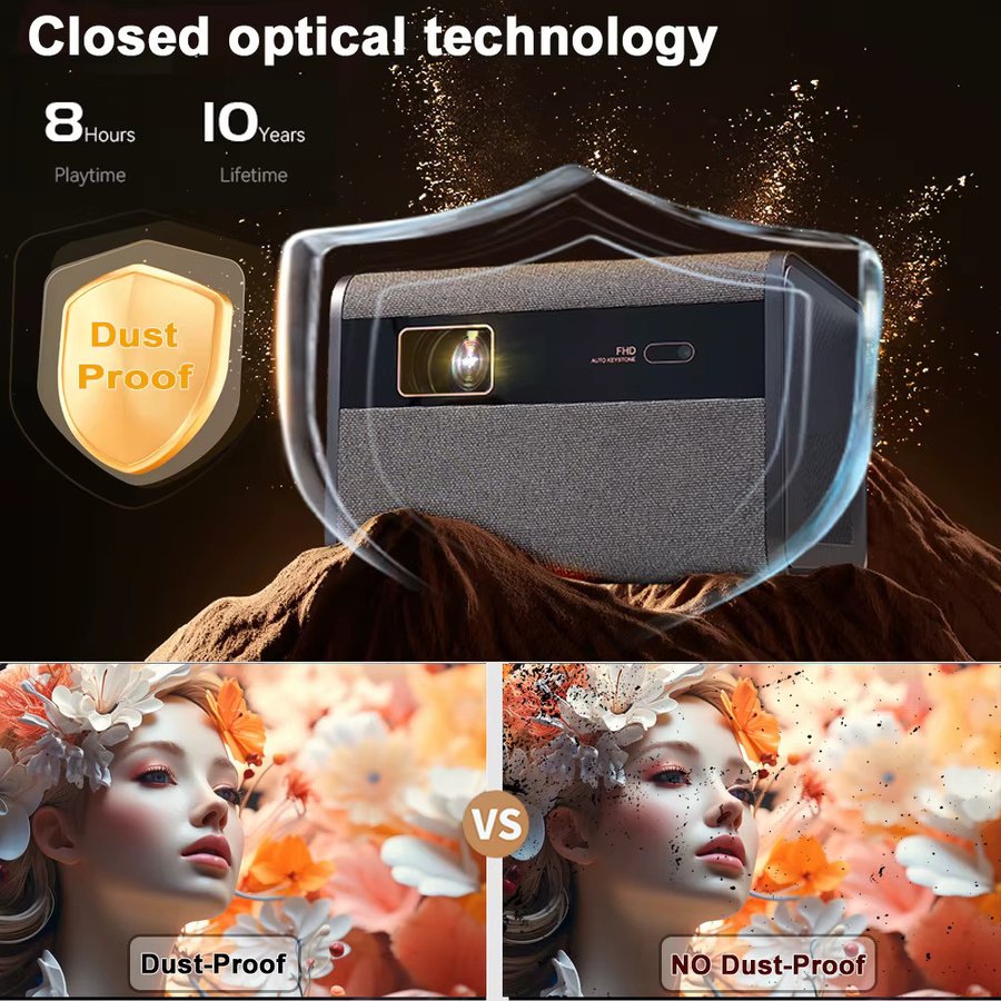 DITONG J10 LED-Projektor in Grau mit Native 1080P Auflösung, 4K HD Unterstützung und Autofokus für dein Smart Home Theater - Bild 2