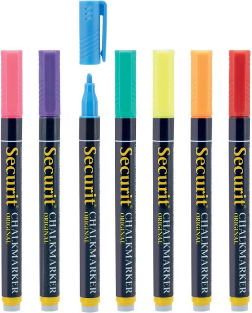 Securit 7er-Set Flüssigkreidemarker mehrfarbig mit Rundspitze 1-2mm - Bild 1
