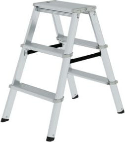 MUNK Aluminium-Stehleiter ML beidseitig begehbar mit 2 x 3 Stufen in Silber - Bild 1