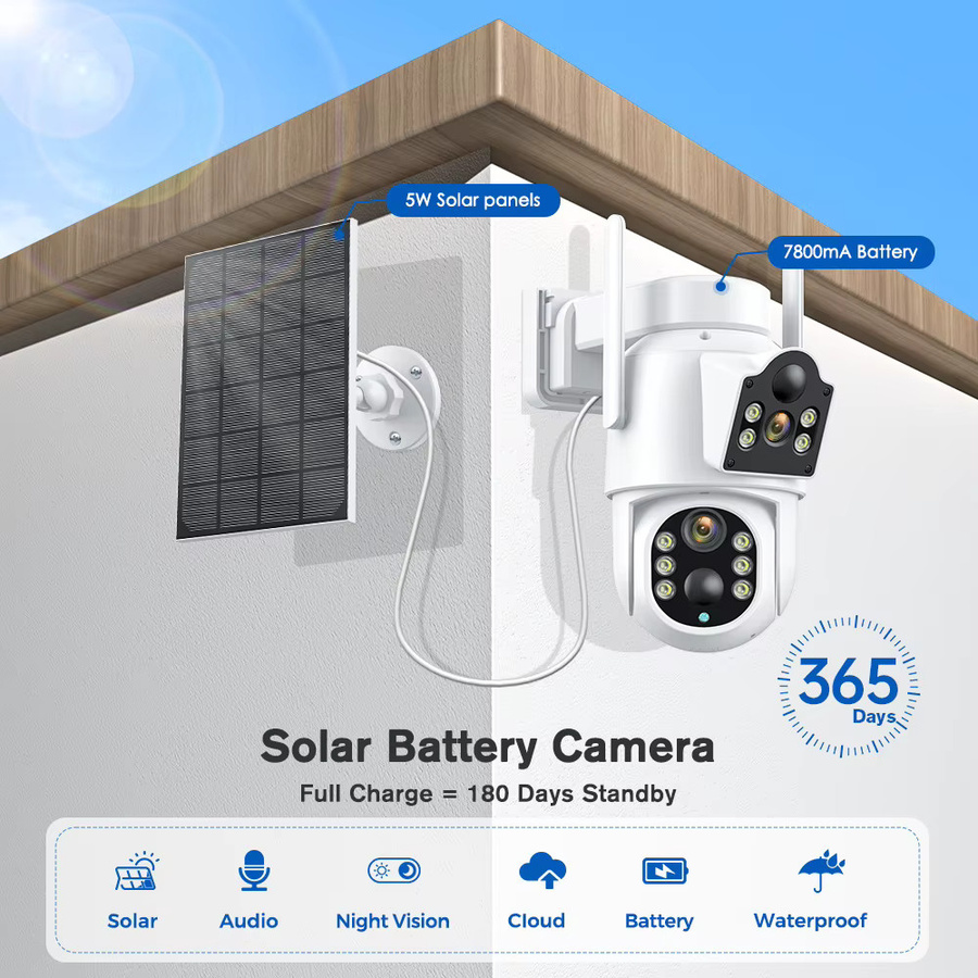 ZRHUNTER 8MP 4K Solarkamera PTZ WiFi IP-Kamera Outdoor mit integriertem Akku, PIR Menschenerkennung und ICSee App, Weiß - Bild 2
