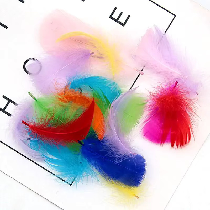 100 Stück natürliche bunte Gänsefedern für DIY-Bastelprojekte und Dekoration, Größe 6–12 cm, Multicolor - Bild 2