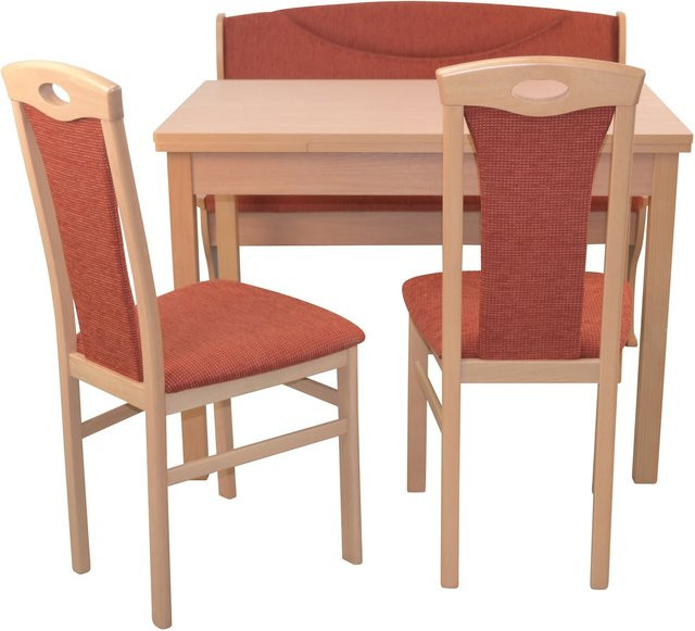 Möbel direkt online 4-teilige Sitzgruppe mit Esstisch aus Buche und Nuss in Braun, B/T/H: 104 x 67 cm - Bild 1