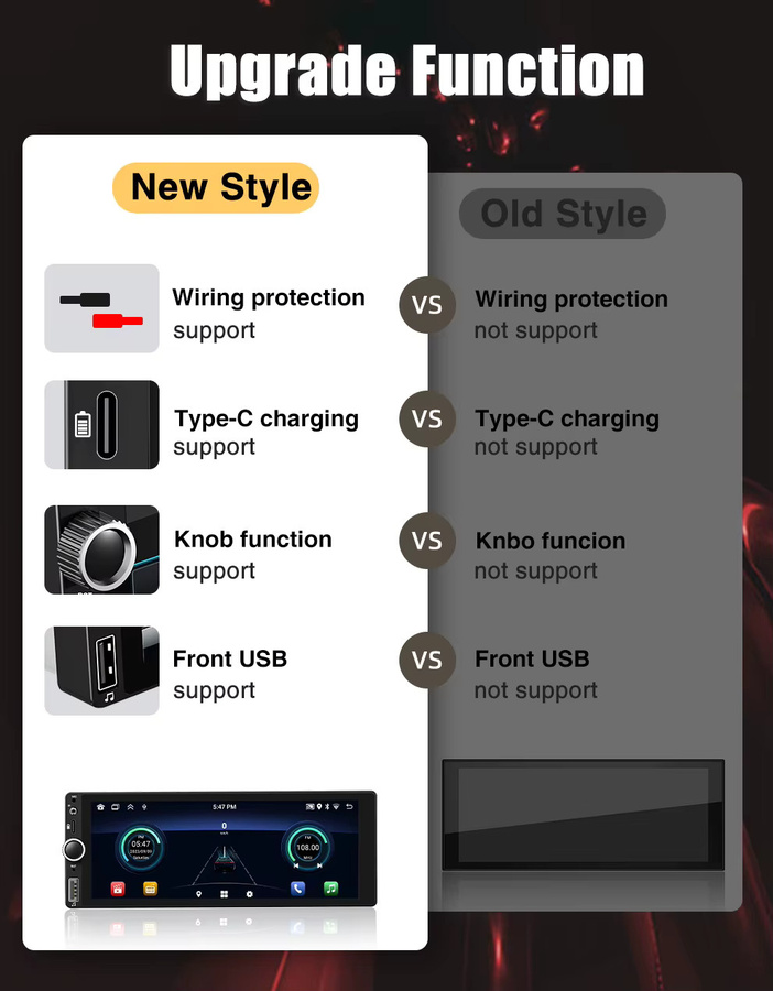 ESSGOO Universal Autoradio mit 6.86 Zoll Android 15, 4+64 GB, Wireless CarPlay, Bluetooth, GPS, WiFi und Lenkradsteuerung in Schwarz - Bild 3