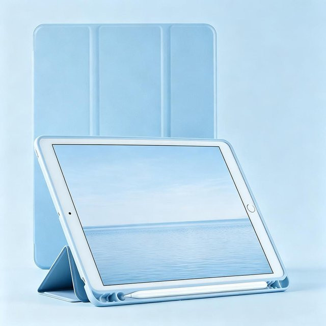 Magnetische Smart Flip Hülle aus weichem Silikon für iPad 9.7 10.2 10.5 Generation sowie iPad Air 1 2 3 und iPad Pro 10.5 in Blau - Bild 1