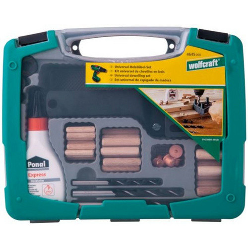 Wolfcraft Universal-Meisterdübler-Set 78-teilig in Grau und Mehrfarbig für Holz und Metall - Bild 2