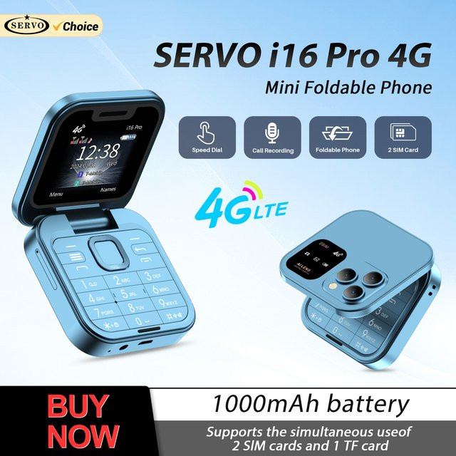 SERVO i16 Pro Mini Klapphandy in Purple mit 4G LTE, Dual-SIM und Anrufaufzeichnung - Bild 1