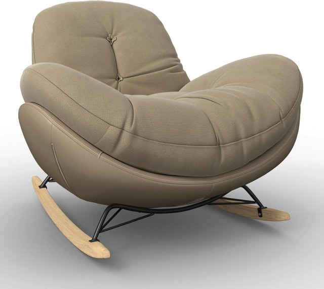 Bessagi Home Schaukelsessel Elea in Beige mit Lederlook und Chenille für Wohnzimmer oder Home Office - Bild 1