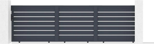 Casanoov Elektrisches Schiebetor Vogel aus Aluminium in Anthrazit und Grau mit 2 Pfosten und Ranger C300 Motor, B/H: 500 x 140 cm, semi-transparent - Bild 1