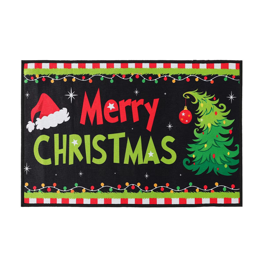 PATIMATE Weihnachtliche Fußmatte Outdoor Teppich mit Frohe Weihnachten Dekoration Multicolor - Bild 4