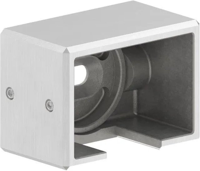 FeNau Wandbefestigung aus Edelstahl V4A für Nutrohr 60 x 40 mm, Farbe Silber, B/T/H: 180 x 180 x 140 mm, Ausführung Links - Bild 1