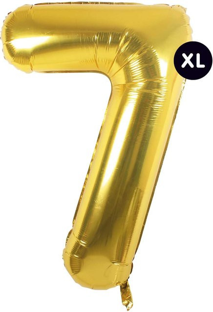Rico Design Folienballon Zahl 7 in Gold, Höhe: 86 cm - Bild 1