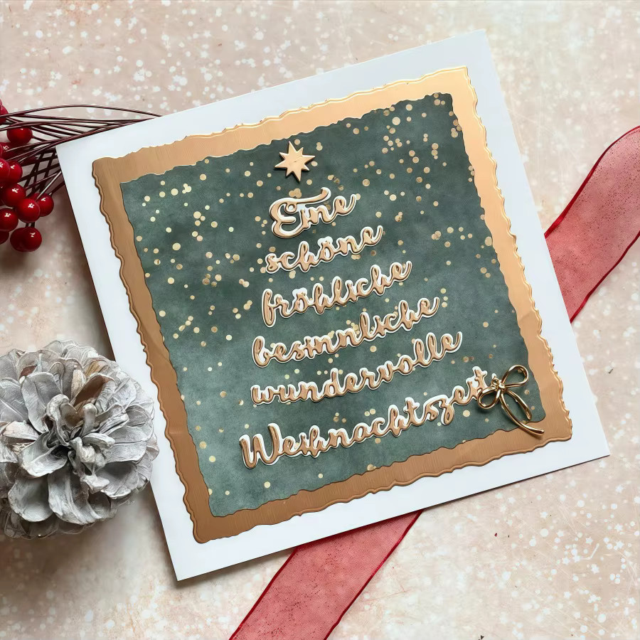 Metall Stanzform Weihnachten Schatten Text für DIY Scrapbooking und Karten Basteln in Silber - Bild 2