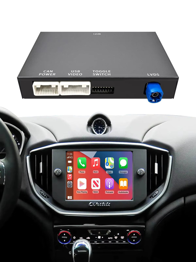 LEXXSON CarPlay und Android Auto Retrofit Kit für Maserati Quattroporte und Ghibli, Bildschirm Upgrade Decoder Box, Schwarz - Bild 6