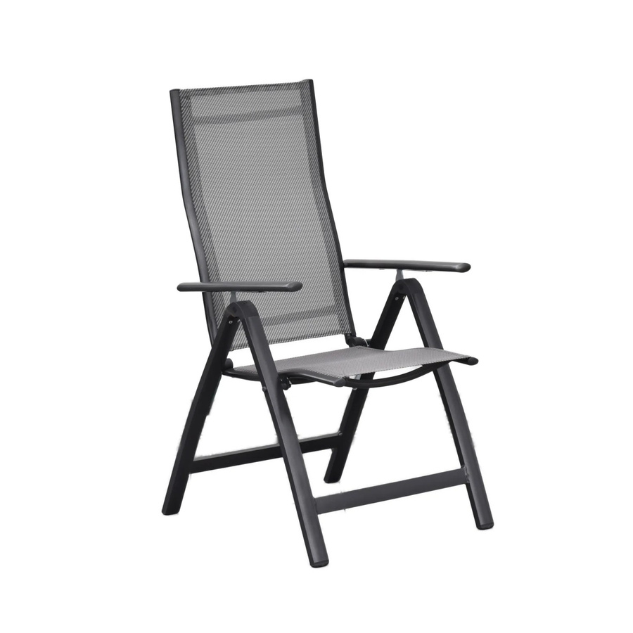 Merxx Carrara Klappstuhl 2er-Set aus Aluminium und Textil in Grau, B/T/H: 60 x 70 x 108 cm - Bild 2