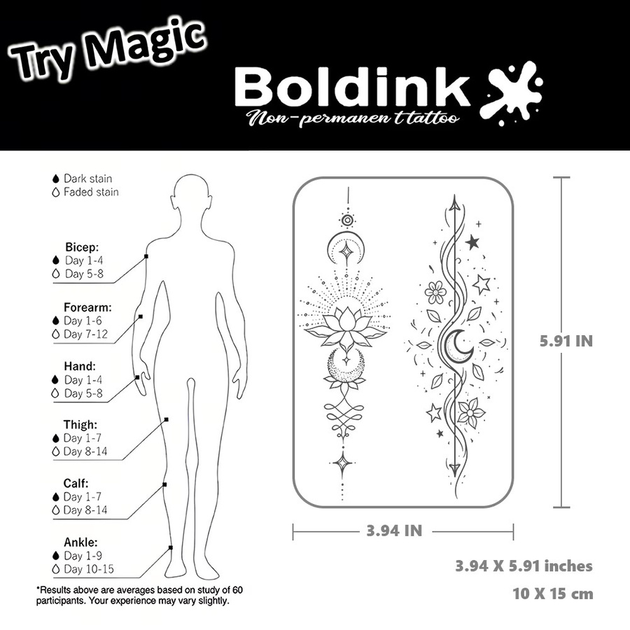 BOLDINK Mandala-Tattoo-Aufkleber, Unisex - Bild 3