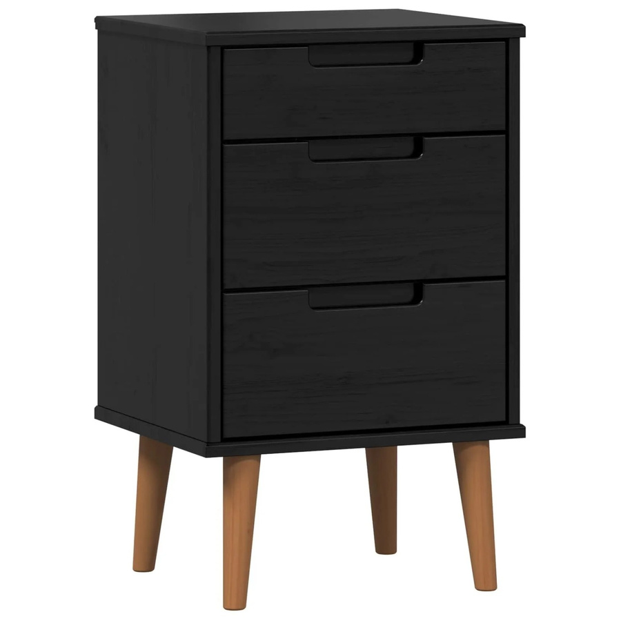 vidaXL Nachttisch aus massivem Kiefernholz in Schwarz, B/T/H: 40 x 35 x 65 cm - Bild 2