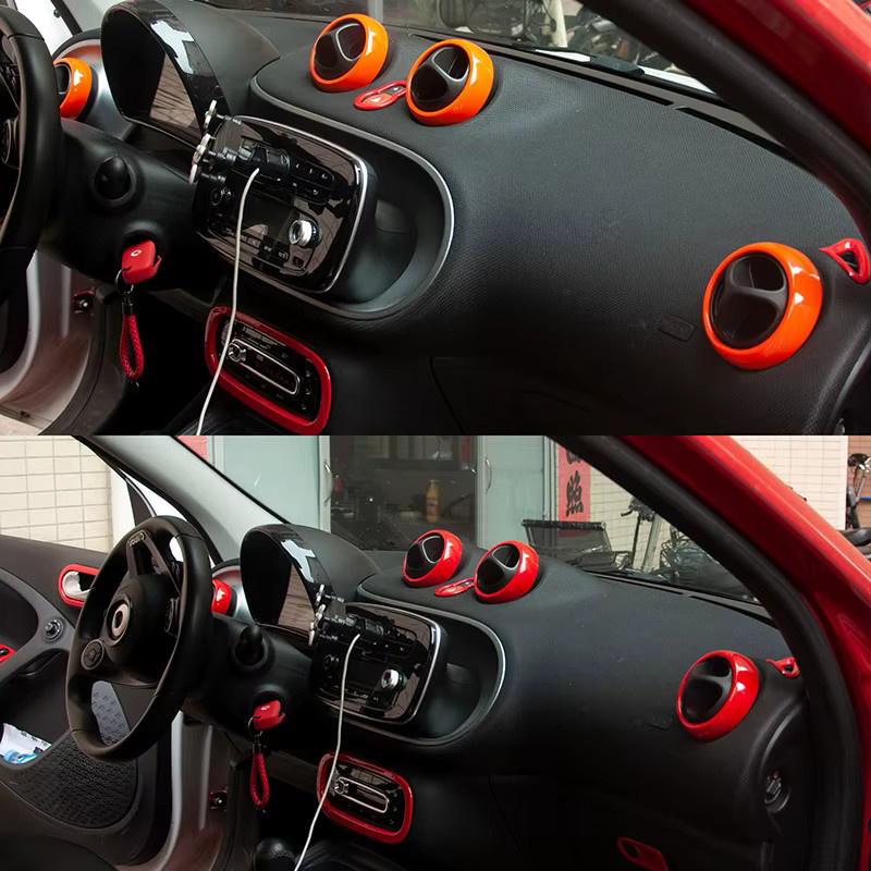 Kosero Auto Luftauslass Dekoration Abdeckung Ring Trim Streifen für Smart 453 Fortwo Forfour Innenmodifikation Zubehör, Bunt, ABS - Bild 3