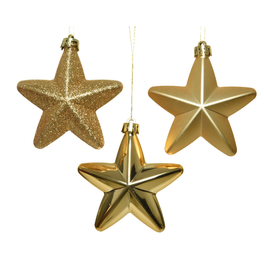 DECORIS Christbaumschmuck Sterne in Gold, 6er Packung - Bild 2