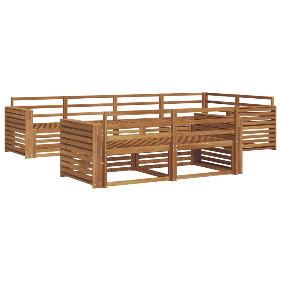 vidaXL Outdoor-Sofagarnitur 7-teilig aus Akazienholz in Braun mit L-Form und Polstern - Bild 2