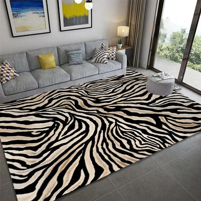 BC-Warm Home Flanell-Teppich mit Leoparden- und Zebramuster in Multicolour, rutschfest und waschbar, B/T: 160 x 230 cm - Bild 1