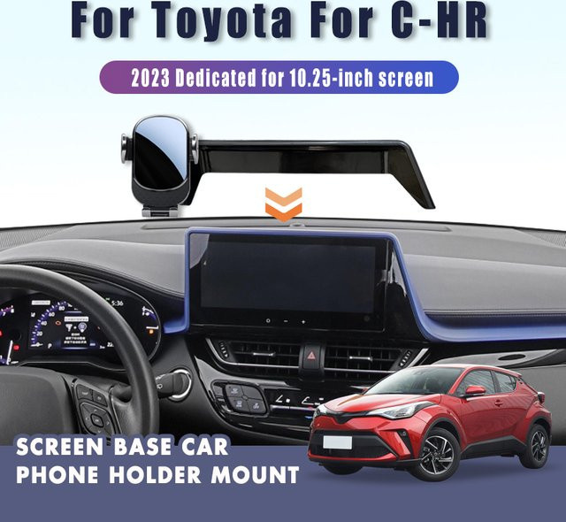 Smartphone Halterung für Toyota C-HR 2023 als Dashboard-Halterung für die zentrale Steuerung in Schwarz - Bild 1