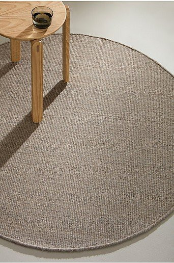 ROW runder Wollteppich in Grau und Beige, modern gewebt und rutschfest - Bild 1