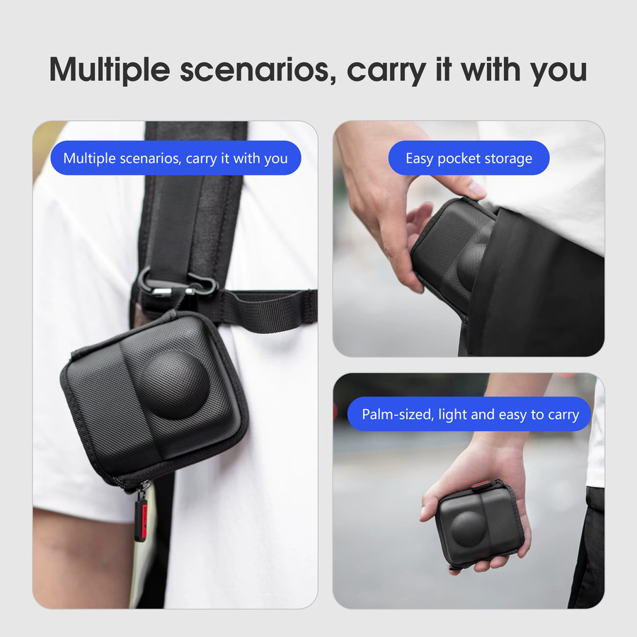 DJI OSMO 360 Kamera-Schutzzubehör-Set in Schwarz mit Objektivschutz, Silikon-Schutzhülle, Displayschutzfolien und Kameratasche - Bild 3