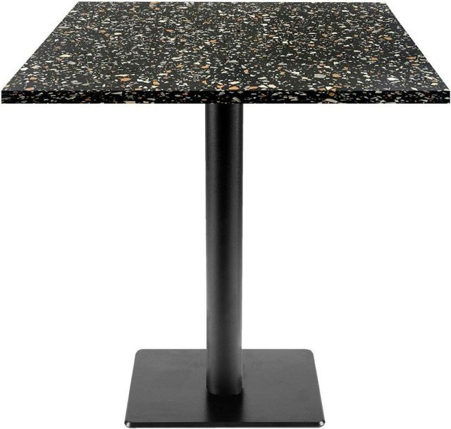 RestooTab Tisch Milan T quadratisch in Schwarz/Terrazzo mit Stein-Dekor, B/T/H: 70 x 70 x 75 cm - Bild 1