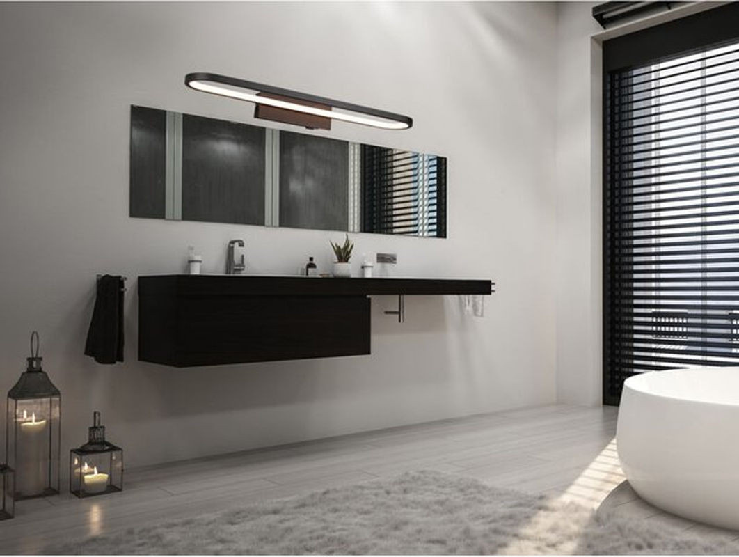 LED Badezimmer Wandleuchte Gianni Trio in Schwarz, Spiegelleuchte mit warmweißem Licht, Breite: 60 cm - Bild 1