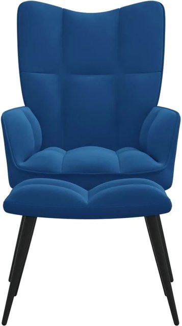 vidaXL Relaxsessel mit Hocker Modell 5 in Blau aus Samt mit Metallgestell - Bild 1