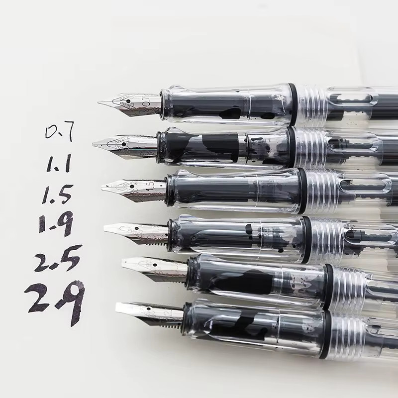 6er Set Kalligraphie Stifte mit flacher Spitze für Gothic, Arabisch und Tibetische Schriftarten in Schwarz und Transparent - Bild 2