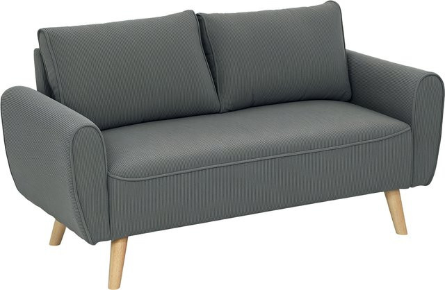 HOMCOM Zweisitzer Polstersofa aus Cord mit 2 Kissen in Dunkelgrau, B/T/H: 145 x 75 x 78 cm - Bild 1