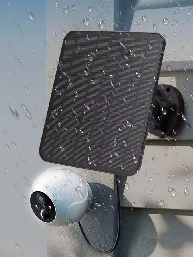 Alloet Solarpanel für Außenüberwachung, 5V 6W, IP65 Wasserdicht, Schwarz, mit 2,8 m Ladekabel und 360 Grad Verstellbarkeit - Bild 4