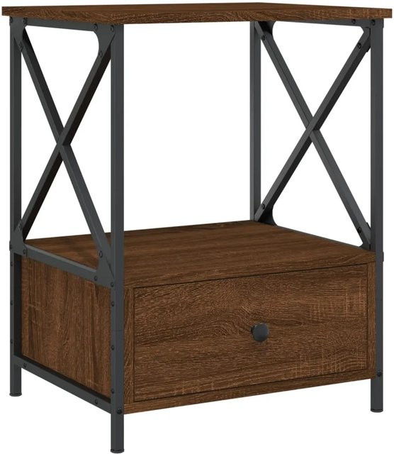 vidaXL Nachttisch in Braun mit Eichen-Optik im Industrie-Stil, B/T/H: 50 x 41 x 65 cm - Bild 1