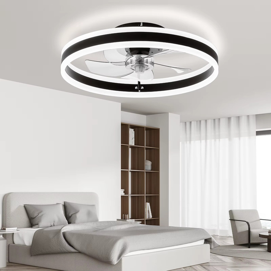 KY DUIBHNE LED Deckenventilator mit integrierter Beleuchtung und Fernbedienung sowie App-Steuerung in Weiß - Bild 3
