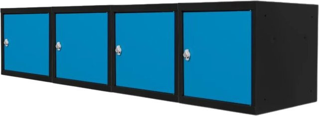 PROREGAL Blocky Schließfachwürfel Set aus 4 Stück mit Drehriegelschloss für Vorhängeschlösser, Farbe: Anthrazit-Blau, B/T/H: 40 x 40 x 40 cm - Bild 1