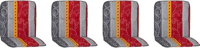 Beo Sitzauflage Elmira Niedriglehner 4er-Set, grau rot gelb Ranke, B: 96 cm, T: 47 cm - Bild 1