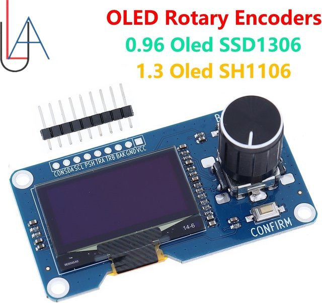 LAUBEI LCD OLED-Display mit EC11-Drehgebermodul und IIC-Schnittstelle für Arduino in Weiß und Blau - Bild 1