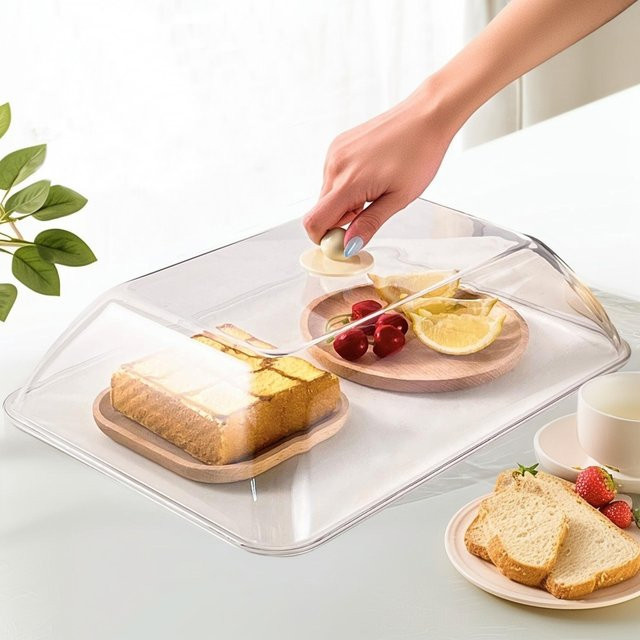 WORTHBUY Wiederverwendbare Lebensmittelabdeckung aus Kunststoff, transparent, Staubschutz und Frischhaltedeckel für die Küche - Bild 1