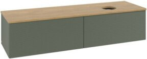 V&B Waschtischunterschrank Antao mit Frontstruktur und Beleuchtung in Eiche Honig und Grau lackiert, B: 160 cm, T: 50 cm - Bild 1