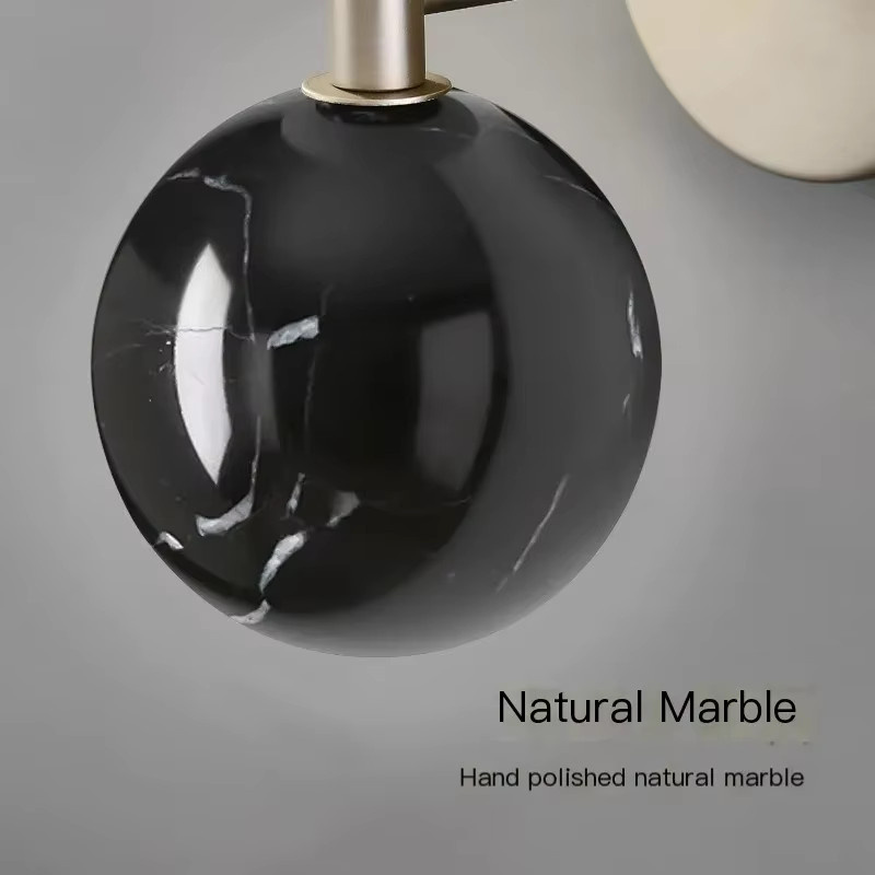 TAONUANSHU Nordic LED Wandlampe in Marmor-Optik, weiße Kugelleuchte für Flur und Nachtlicht - Bild 2