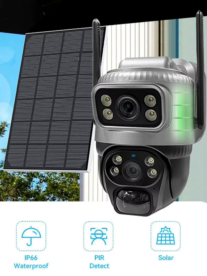 V380 4G-Solar-Überwachungskamera mit SIM-Karte, wasserdichte CCTV-Kamera mit PIR-Bewegungserkennung, Nachtsicht und Akku in Grau - Bild 6