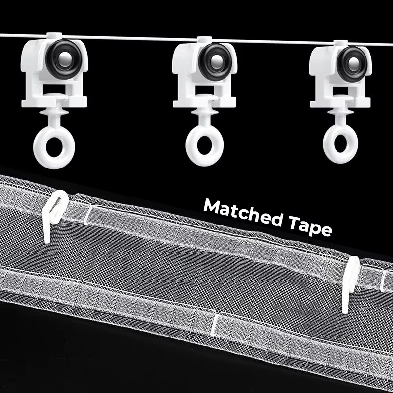Lingdi Ripple Fold Vorhangläufer mit Öse und Ring für S-Fold Vorhänge, Farbe: Weiß - Bild 5