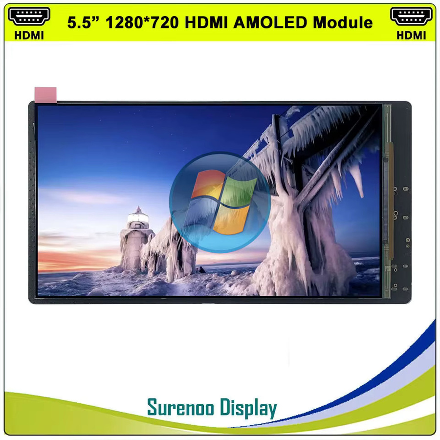 SURENOO 5,5 Zoll AMOLED LCD Modul Display mit 1280 x 720 HD Auflösung, HDMI-kompatibel, Schwarz, für Windows PC, Laptop und Raspberry Pi - Bild 2